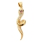 Brass Micro Pave Cubic Zirconia Pendants, Cadmium Free & Nickel Free & Lead Free, Real 18K Gold Plated, Snake, Hot Pink, 39.5x10x6mm, Hole: 5x4mm