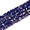 Electroplate Opaque Glass Beads Strands, Triangle, AB Color Plated, Faceted, Dark Blue, 3~3.5x4~4.5x4~4.5mm, Hole: 0.8mm, about 121~131pcs/strand, 14.37~15.35 inch(36.5~39cm)