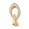 Brass Micro Pave Clear Cubic Zirconia Fold Over Clasps, Nickel Free, Oval, Clear, 25mm, Inner Diameter: 4.5mm