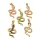 Brass Micro Pave Cubic Zirconia Pendants, Cadmium Free & Nickel Free & Lead Free, with Enamel , Real 18K Gold Plated, Snake, 44x21x4mm, Hole: 7.5x4.5mm