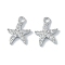 Ocean Collection Theme Jewelry, Brass with Cubic Zirconia Charms, Cadmium Free & Nickel Free & Lead Free, Real Platinum Plated, Starfish, 12x9.5x2mm, Hole: 1.6mm