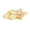 Brass Micro Pave Clear Cubic Zirconia Fold Over Clasps, Cadmium Free & Nickel Free & Lead Free, Flower, Real 18K Gold Plated, 27mm, Hole: 1.4mm
