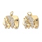 Brass Micro Pave Cubic Zirconia Pendants, with Jump Ring, Long-Lasting Plated, Elephant Charm, Golden, 13x14x2mm, Hole: 2.5mm