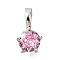 Brass Micro Pave Cubic Zirconia Charms, Cadmium Free & Nickel Free & Lead Free, Flat Round, Platinum, 12.5x7x6mm, Hole: 3x3.5mm