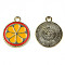 Alloy Enamel Pendants, Cadmium Free & Lead Free, Light Gold, Lemon, Dark Orange, 18x15x1mm, Hole: 1.8mm