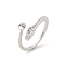 Brass Open Cuff Ring Settings, for Half-drilled Beads, Platinum, 2~9.5mm, US Size 6(16.5mm)