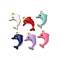 304 Stainless Steel Enamel Charms, Marine Animal, Golden, Dolphin, 12.5x8x1.5mm, Hole: 1mm