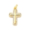 Brass Micro Pave Cubic Zirconia Pendants, Cadmium Free & Lead Free, Cross Charms, with Jump Ring, Real 16K Gold Plated, 19.5x12.5x2.5mm, Hole: 3.5mm
