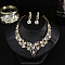 Teardrop Alloy Rhinestone Pendant Necklaces & Stud Dangle Earrings Sets, Crystal, 400mm