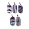 Natural Fluorite Pendants, Brass Oval Charms, Platinum, 47x22x4.5mm, Hole: 7.5x4mm