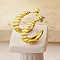 304 Stainless Steel Stud Earrings, Half Hoop Earrings for Women, Twist Ring, Real 18K Gold Plated, 22mm