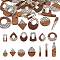 26Pcs 13 Styles Printed Opaque Resin & Walnut Wood Pendants, Geometric Charms with Polka Dot Pattern, Mixed Shapes, White, 28~66.5x7.5~28.5x3~4mm, Hole: 1.4~2mm, 2pcs/style
