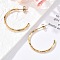 304 Stainless Steel C-Shaped Stud Earrings, Ion Plating(IP), Real 18K Gold Plated, 30x2mm