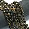 Natural Glaucophane Beads Strands, Faceted Pentagonal Cut, Flat Round, with Seed Beads, 8~8.5x5mm, Hole: 0.8mm, about 36pcs/strand, 15.16''~15.24''(38.5~38.7cm)