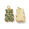 Brass Micro Pave Cubic Zirconia Pendants, Cadmium Free & Lead Free, with Jump Ring, Bear Charms, Golden, Green, 19x12x4mm, Hole: 3mm