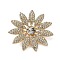 Flower Rhinestone Brooch, Alloy Lapel Pins for Backpack Clothes, Golden, Crystal, 40mm
