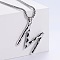 3Pcs 304 Stainless Steel Textured Letter Pendant Box Chain Necklaces, Stainless Steel Color, Letter M