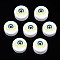 Handmade Polymer Clay Beads, Flat Round with Evil Eye, White, 9.5~10x4.5mm, Hole: 1.6mm