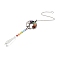 Chakra Theme Gemstone Pendant Decoration, Hanging Suncatcher, with Brass Rings, Flat Round Alloy Frame and Iron Findings, Bullet, Colorful, 435x2mm, Hole: 10mm