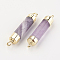 Natural Gemstone Links connectors, with Brass Findings, Column, 25~27x5~6mm, Hole: 2mm