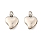 Brass Pendants, Heart Charms, Rack Plating, Lasting Plated, Cadmium Free & Lead Free, with Jump Ring, Platinum, 9.5x7.5x2.5mm, Hole: 2mm