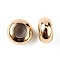 Brass Beads, with Silicone inside, Slider Beads, Long-Lasting Plated, Rondelle, Real 14K Gold Plated, 6x3mm, Hole: 1.2mm