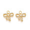 Brass Micro Pave Cubic Zirconia Charms, Bowknot, with Jump Ring, Cadmium Free & Lead Free, Real 18K Gold Plated, 13x15x3mm, Hole: 3.5mm