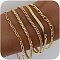 5Pcs Bohemian Style Alloy Chain Bracelets Kit for Women, Real 14K Gold Plated, 7-7/8 inch(20cm)
