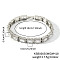 Elegant Brass Cubic Zirconia Rectangle Link Chain Bracelets for Women, with Rhinestone, White, 7-1/8 inch(18cm), link: 60x40mm