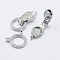 Brass Fold Over Magnetic Clasps, Platinum, 31x13x5.5mm, Hole: 1.5mm
