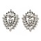 Tibetan Style Alloy Pendants Rhinestone Setting, Cadmium Free & Lead Free, Heart, Antique Silver, 44x33x3mm, Hole: 1.8mm, about 142pcs/1000g