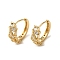 Brass Micro Pave Cubic Zirconia Hoop Earring, Light Gold, 17x6.5mm