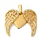 Brass Micro Pave Cubic Pendants, Cadmium Free & Nickel Free & Lead Free, Wing with Heart, Real 18K Gold Plated, 23.5x22x4mm, Hole: 4.5x3.5mm