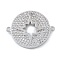 Rack Plating Brass Micro Pave Clear Cubic Zirconia Flat Round with Hollow Star Connector Charms, Cadmium Free & Lead Free, Platinum, 19x23x2mm, Hole: 1mm