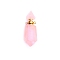 Natural Rose Quartz Perfume Bottle Pendants, Golden, Faceted Bottle Charms, 41x15mm, Capacity: 0.88ml(0.03fl. oz)