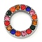 304 Stainless Steel Colorful Rhinestone Linking Rings, Ring, Stainless Steel Color, 13x3mm, Inner Diameter: 8mm