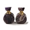 Natural Amethyst Dropper Perfume Bottles, with Golden Tone 304 Stainless Steel Findings, SPA Aromatherapy Essemtial Oil Empty Bottle, 4.2x2.35~2.4x6.1cm