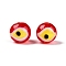Handmad Evil Eye Round Lampwork Beads, Red, 10x9~10mm, Hole: 1.6~2mm