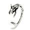 Adjustable Alloy Cuff Finger Rings, Mouse, Size 6, Antique Silver, 16mm