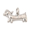 Brass Pendants, Long-Lasting Plated, Lead Free & Cadmium Free, Rack Plating, with Jump Ring, Platinum, Dog, 9.5x15.5x3mm, Hole: 3mm