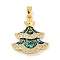Christmas Brass Micro Pave Cubic Zirconia Pendants, Cadmium Free & Lead Free, with Synthetic Opal, Christmas Tree, Prussian Blue, 22x19.5x3.5mm, Hole: 5x3mm