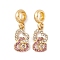 Rack Plating Alloy Crystal & Light Rose Rhinestone European Dangle Charms, Double Heart Large Hole Pendants, Golden, 27mm, Heart: 17.5x9.5x2mm, Hole: 4.5mm