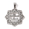 Non-Tarnish Eid Mubarak 201 Stainless Steel Pendants, Islam Muslim Charm, Stainless Steel Color, 37x35x1.5mm, Hole: 4x7mm