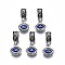 Alloy Enamel European Dangle Charms, Evil Eye, Large Hole Pendants, Antique Silver, Blue, 23.5mm, Hole: 5mm
