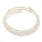 Three-Loops Brass & Natural Freshwater Pearl Beaded Wrap Bracelets for Women, Silver, Inner Diameter: 2 inch(5.2cm)