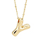 1pc Brass Chain with Alloy Letter Pendants Necklaces, Lead Free & Nickel Free & Cadmium Free, Golden, Letter Y, 17.99~18.23 inch(45.7~46.3cm), pendants: 20~22.5x13~23mm
