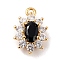 Eco-Friendly Brass Micro Pave Cubic Zirconia Charms, Cadmium Free & Lead Free, Real 18K Gold Plated, Flower, Clear, 11.5x7.5x4mm, Hole: 1mm
