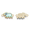 Alloy Enamel Elephant Connector Charms, with Acrylic Evil Eye, Light Gold, Turquoise, 11.5x22.5x2.5mm, Hole: 1.8mm