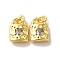 Brass Micro Pave Cubic Zirconia Pendants, Cadmium Free & Nickel Free & Lead Free, Real 18K Gold Plated, Lock, Clear, 12.5x9x4mm