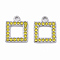 304 Stainless Steel Pendants, with Rhinestone, Square, Citrine, 16.5x13x2mm, Hole: 1.6mm